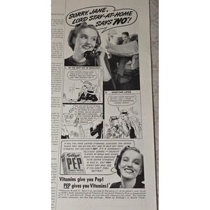1939 Kellogg's Pep Cereal Advertisement Comic Strip